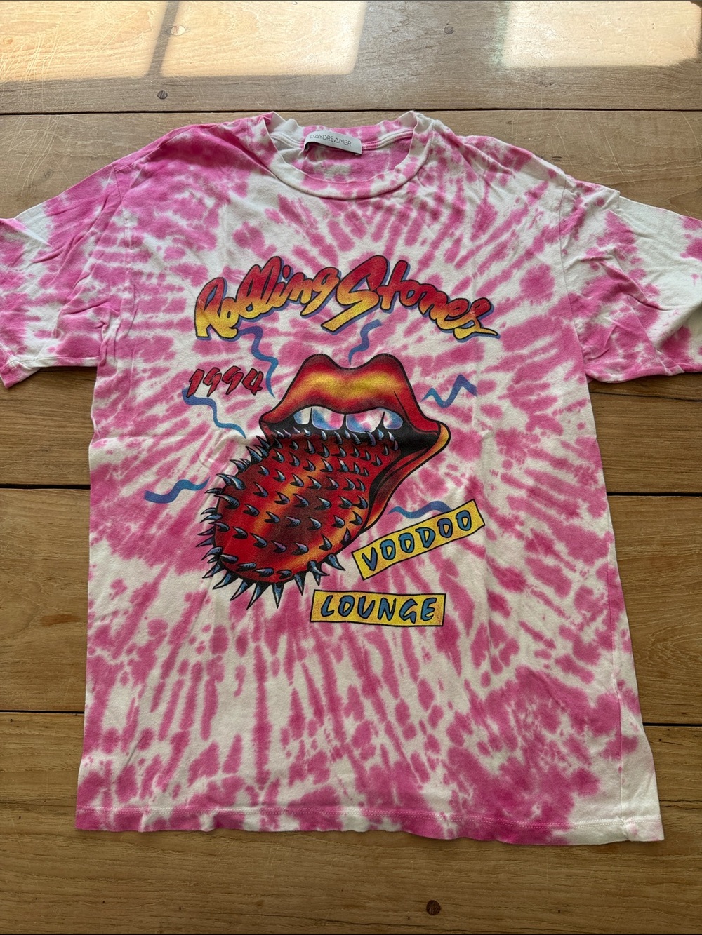 Daydreamer Rolling Stones Pink Tie-Dye Voodoo Lounge Tee sz m oversized